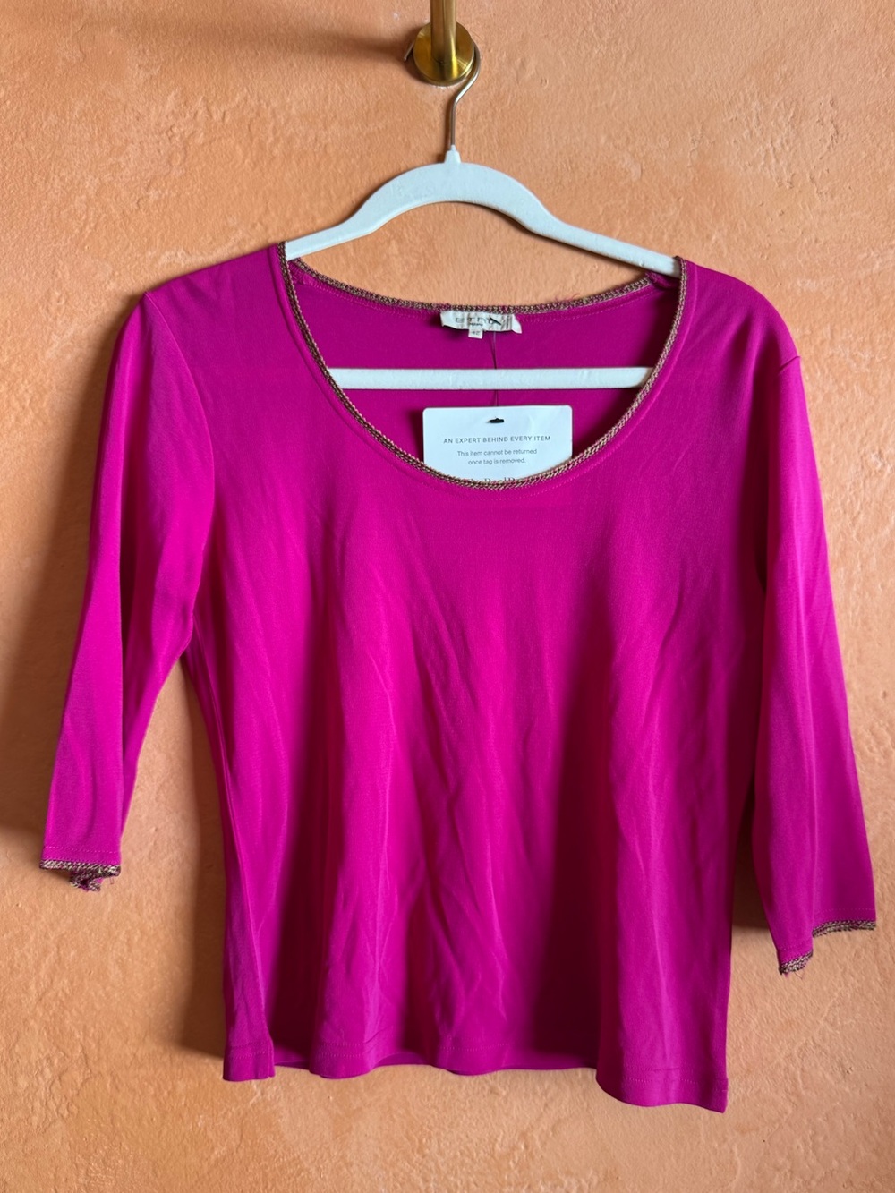 ETRO Milano Silk Knit Top Fuchsia Pink 3/4 Sleeve Size 42